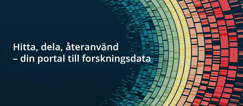 Decorativ image with the text "Find, share, reuse – your portal to research data"